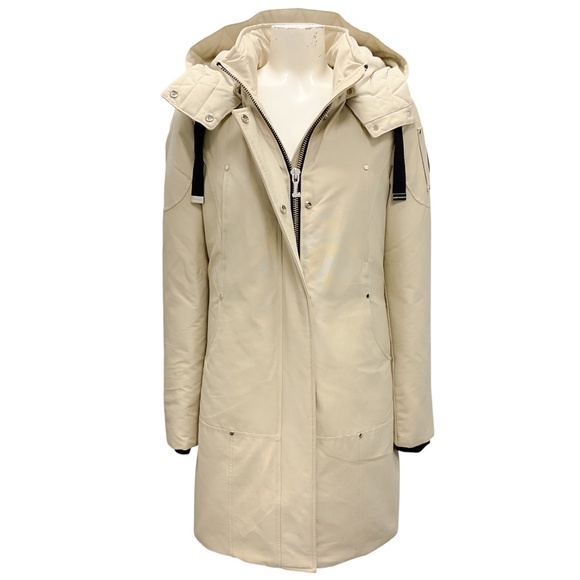 Moose Knuckles Jackets & Blazers - MOOSE KNUCKLES BEIGE SHEARLING TRIMMED DOWN PUFFER PARKA COAT